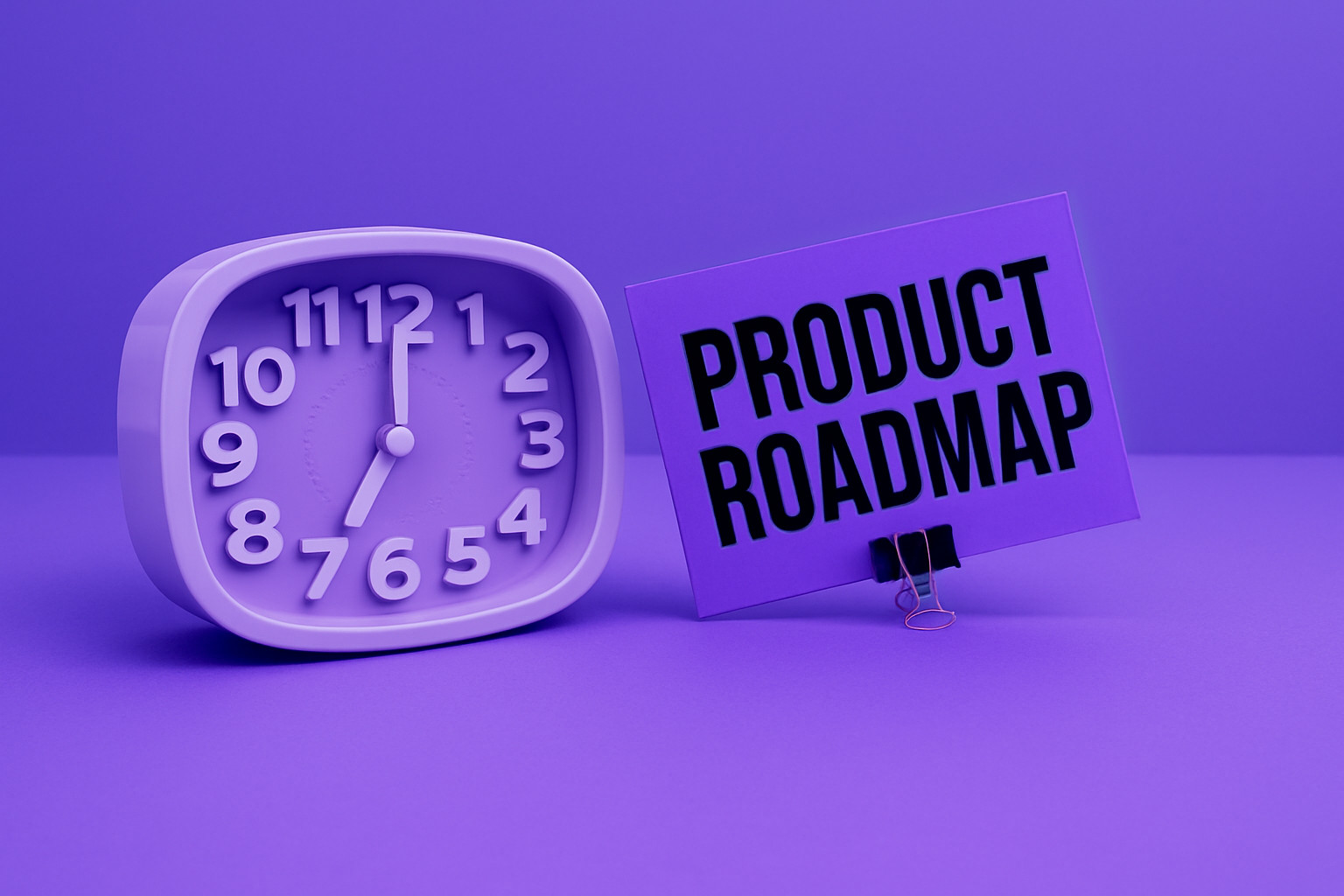 Đồng Hồ Để Bàn Màu Tím Một chiếc đồng hồ hình vuông màu tím với những con số in đậm.