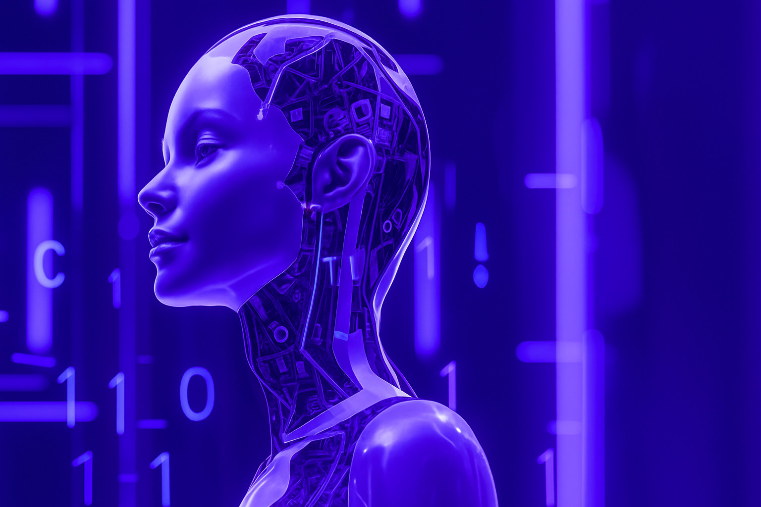 Robot Tương Lai Một robot với thiết kế hiện đại và chi tiết phức tạp.