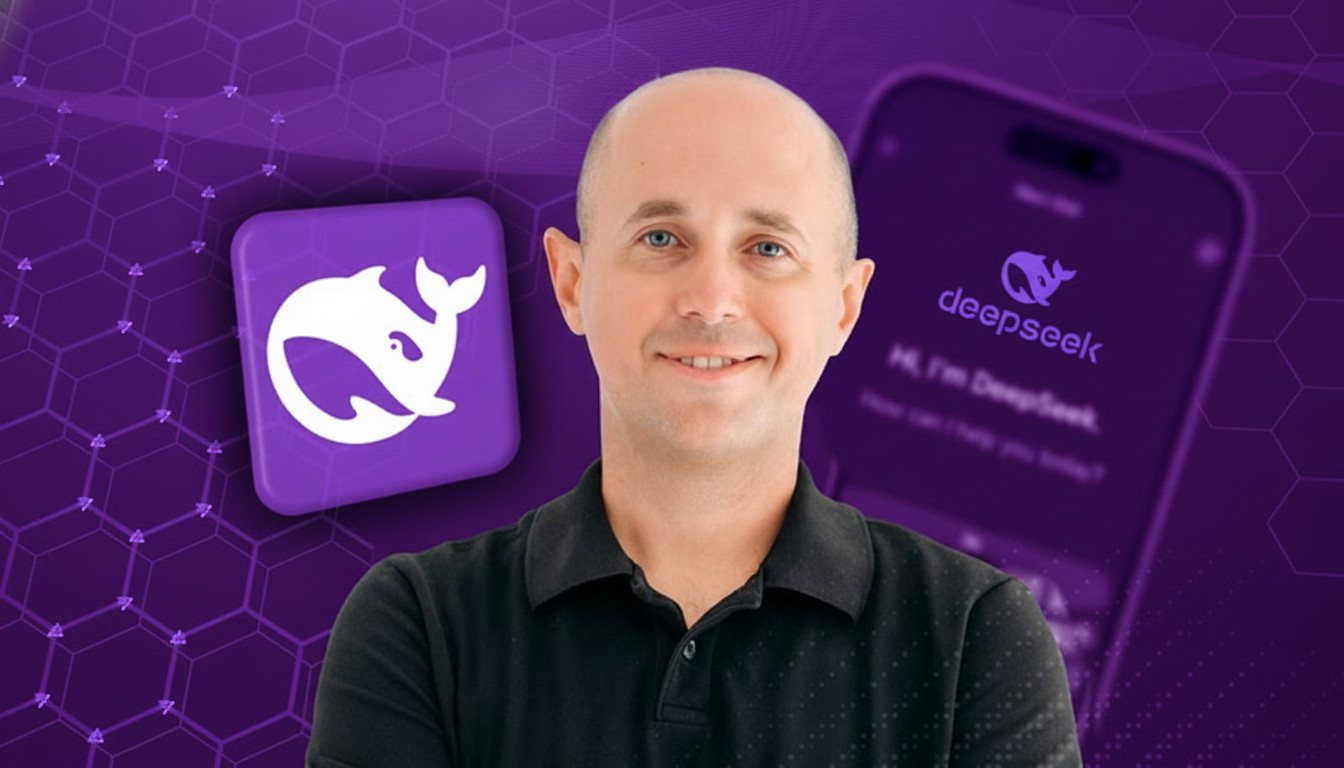 Chuyên gia và giao diện của phần mềm email marketing tự động Deepseek, với logo hình cá voi.