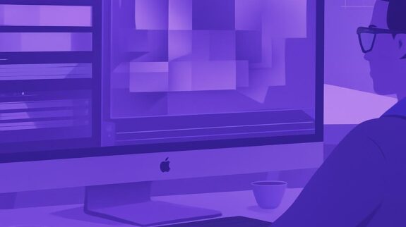 Công nghệ Thông minh cho Marketing Màn hình máy tính hiển thị các biểu đồ và dữ liệu trực quan, người dùng làm việc trong môi trường công nghệ cao, phù hợp với nội dung về AI và marketing tự động của VAQ Digital.