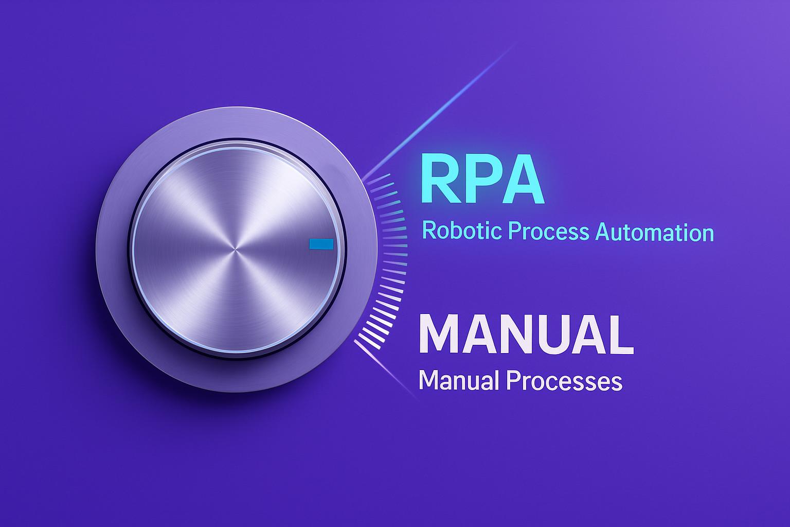 Tự Động Hóa Workflow Công Ty Núm xoay kim loại điều khiển mức độ tự động hóa, chuyển đổi giữa quy trình thủ công và Tự động hóa Quy trình bằng Robot (RPA).