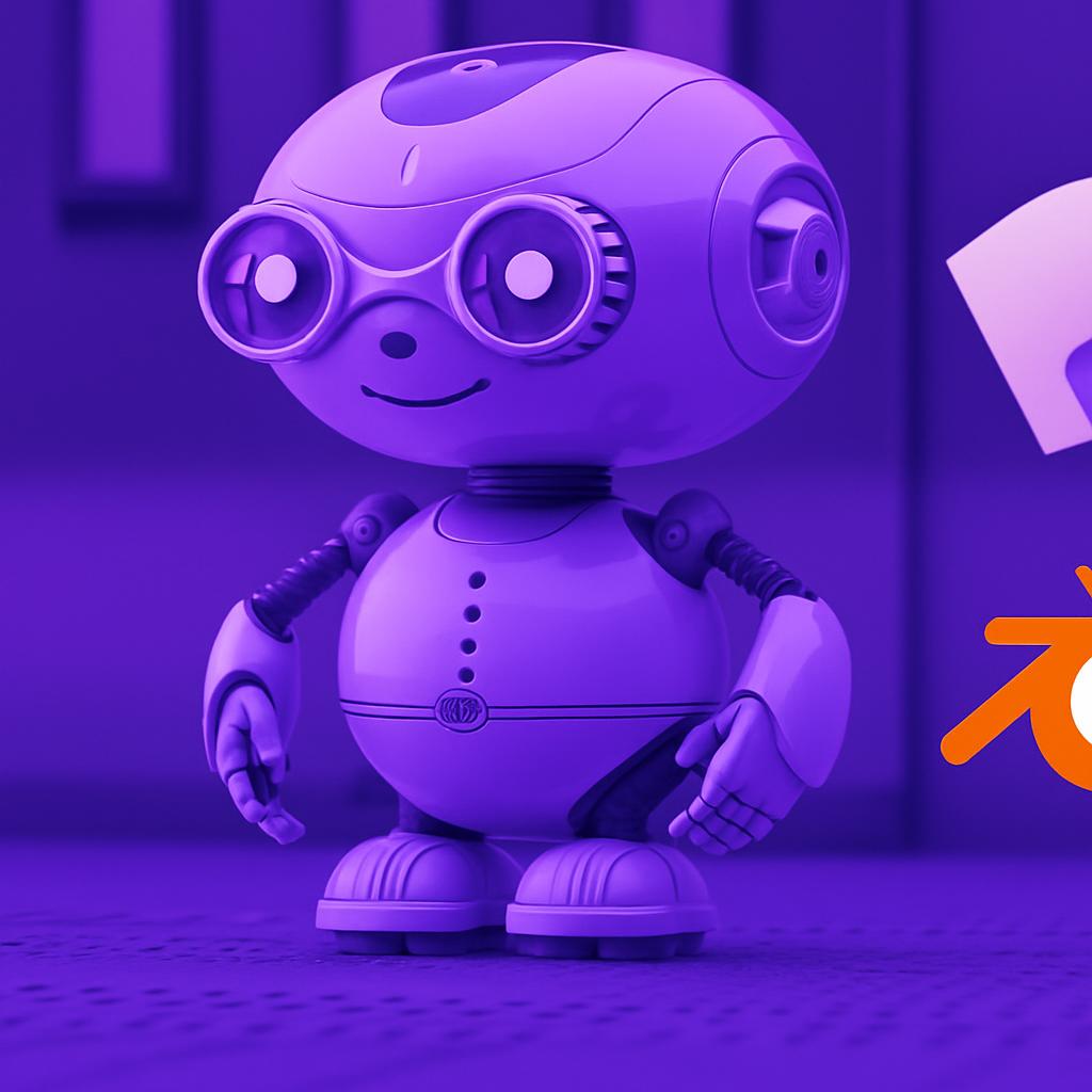 Robot hình người nhỏ gọn với đầu tròn, mắt kính to và thân hình bầu bĩnh, thiết kế hiện đại.