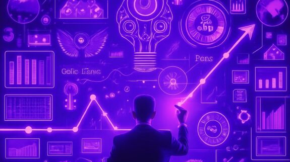 Sức Mạnh Của Công Nghệ Marketing Automation Giao diện công nghệ marketing automation với biểu đồ tăng trưởng, dữ liệu phân tích và các biểu tượng sáng tạo.