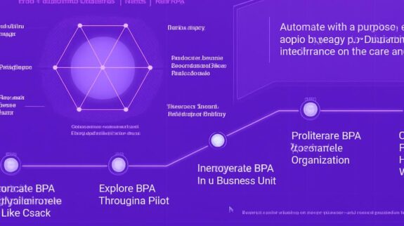 Sơ đồ chiến lược tự động hóa quy trình kinh doanh (BPA) với các giai đoạn và mục tiêu chính được minh họa rõ ràng.