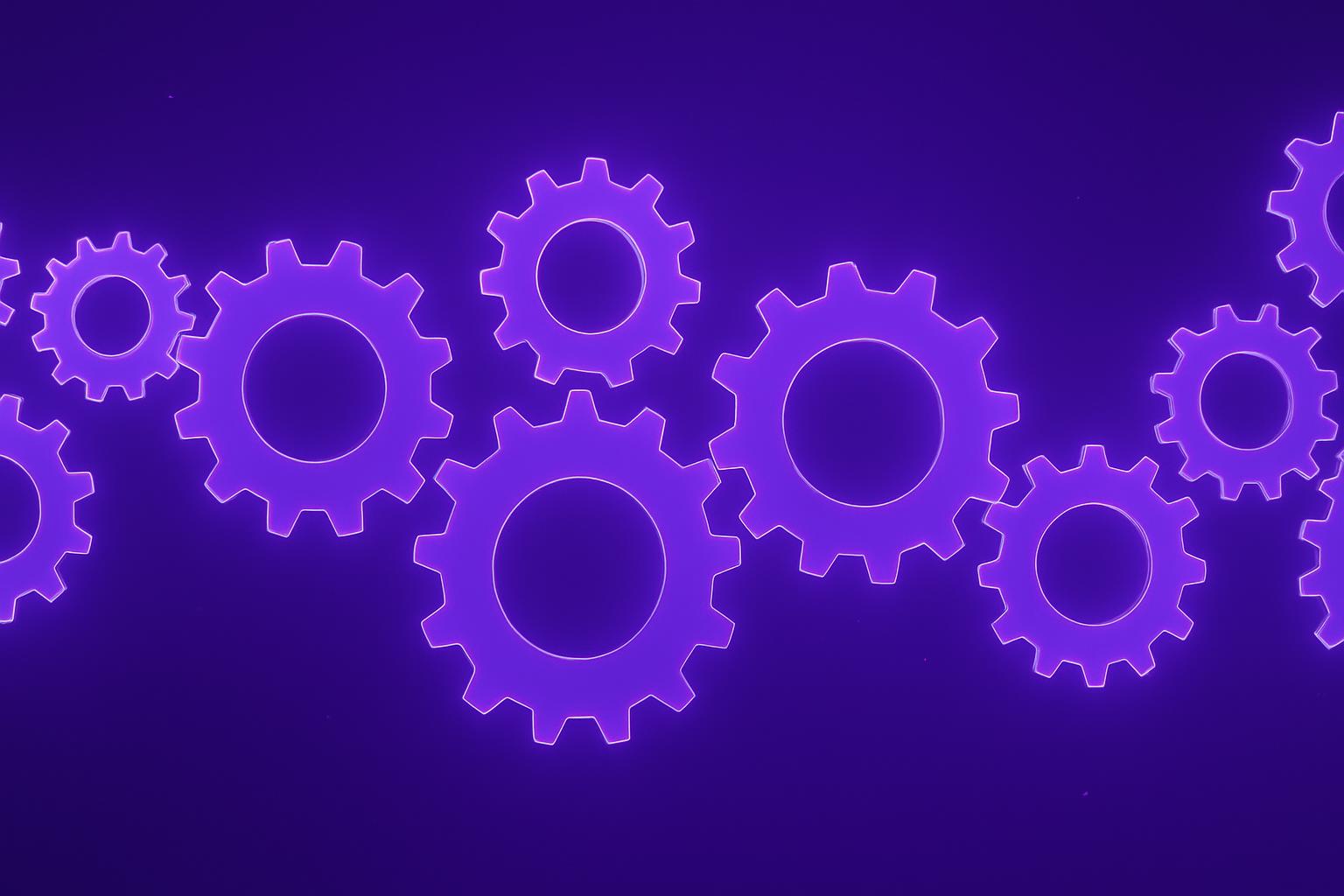 Một tập hợp các bánh răng cơ khí có kích thước khác nhau được sắp xếp lồng vào nhau.